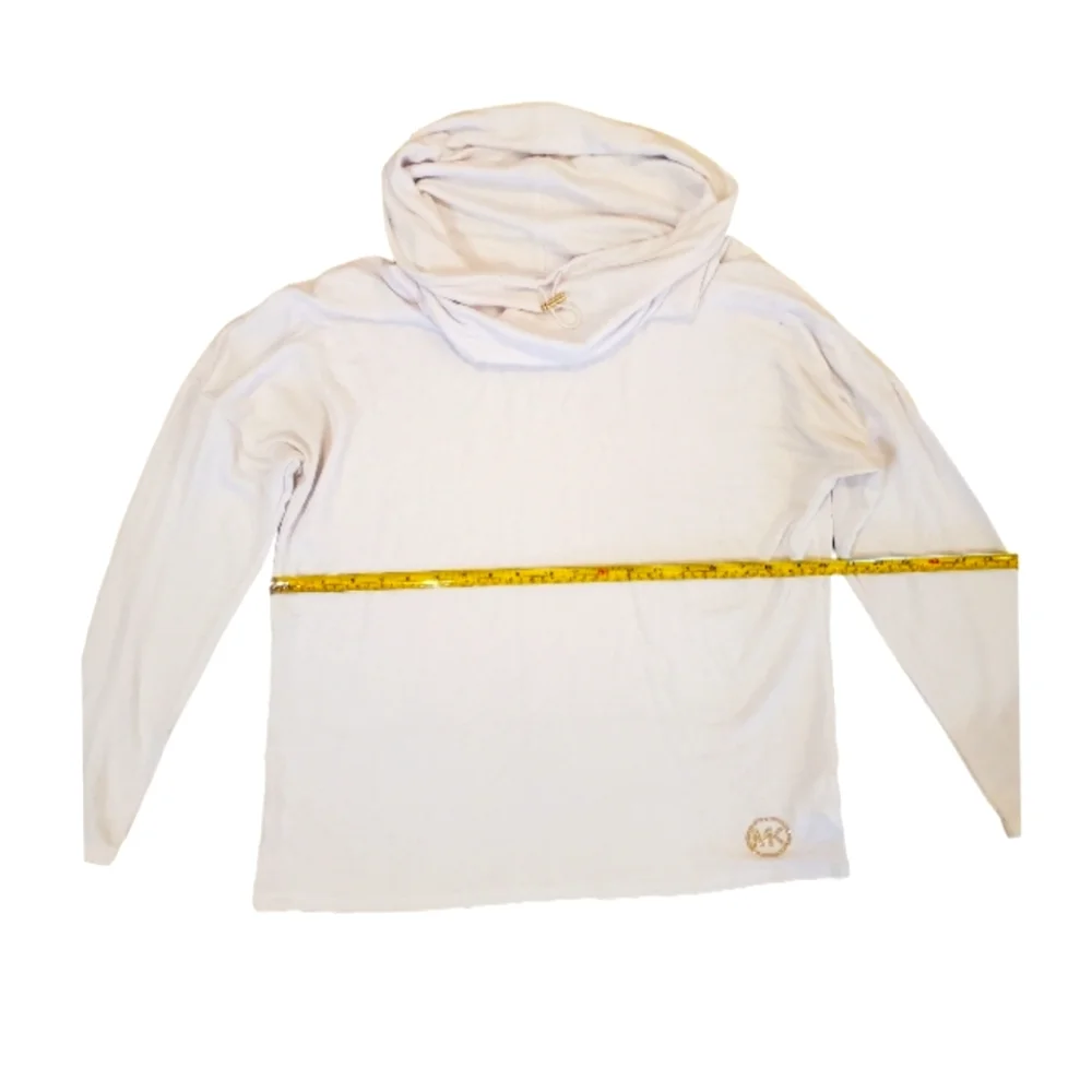 Michael Michael Kors Women's White Cowl Neck Bling Logo Pullover‎ Hoodie Large